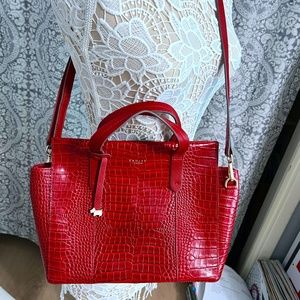 Red leather snakeskin Radley London shoulder bag